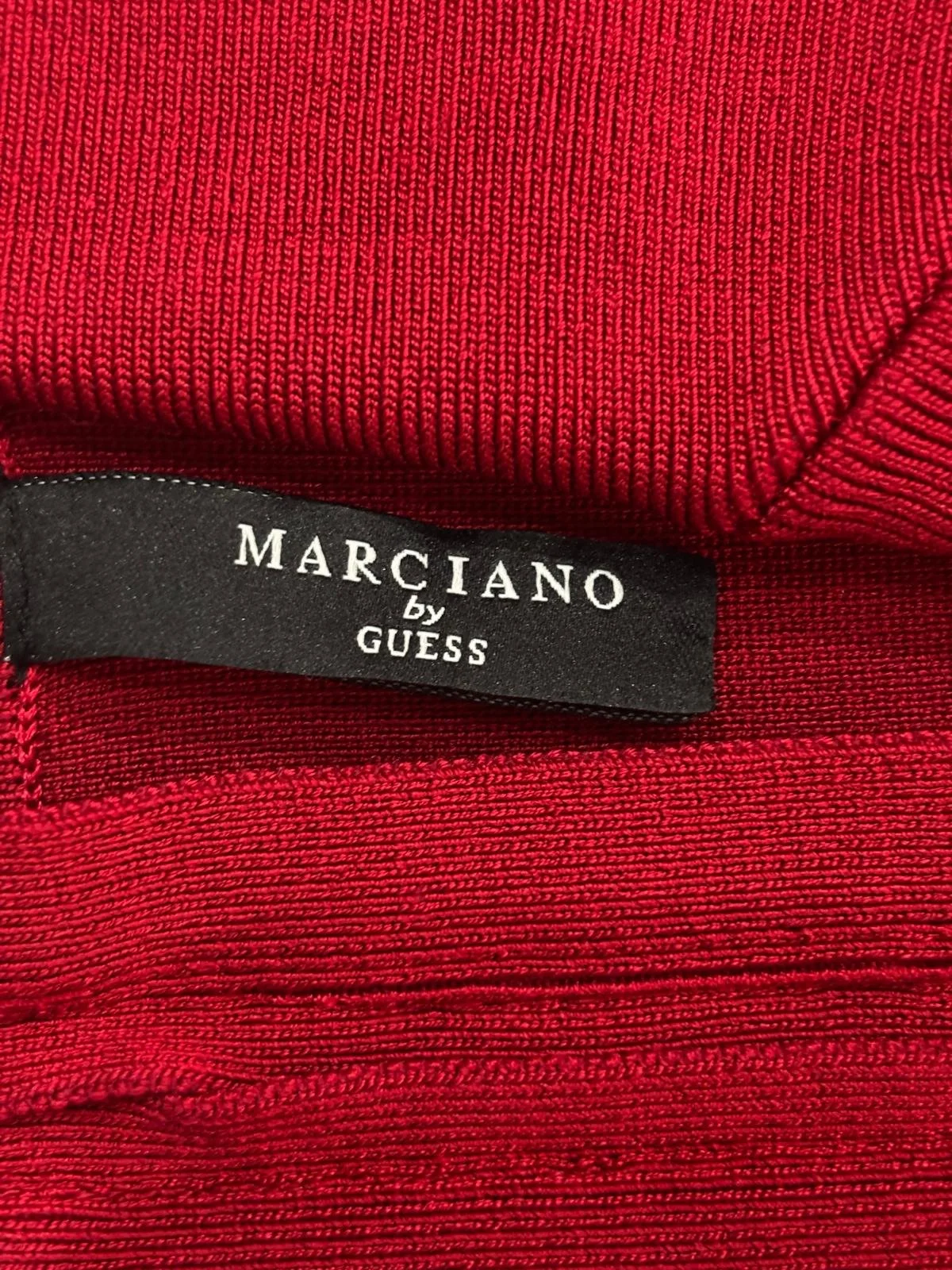 Marciano by Guess red knit dress brand label detail