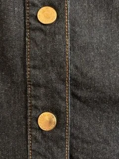 R.E.D. Valentino gold-tone button detail on dark denim pencil skirt