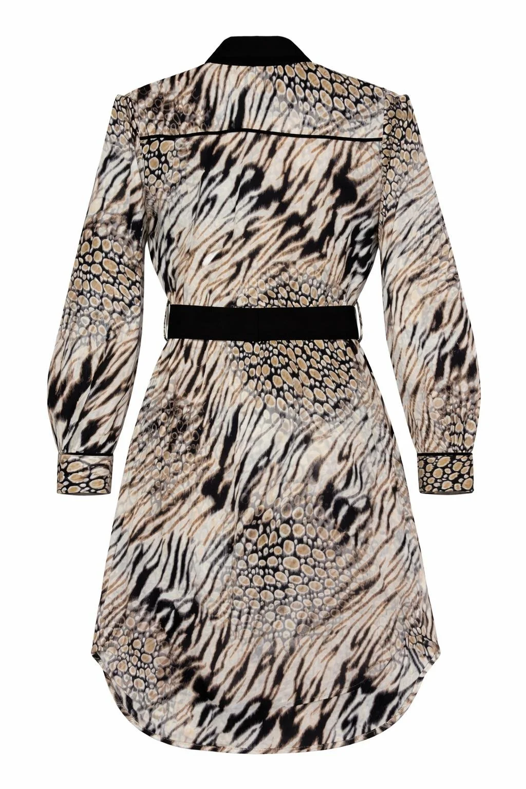 Merciano by Guess animal print belted shirt dress back view