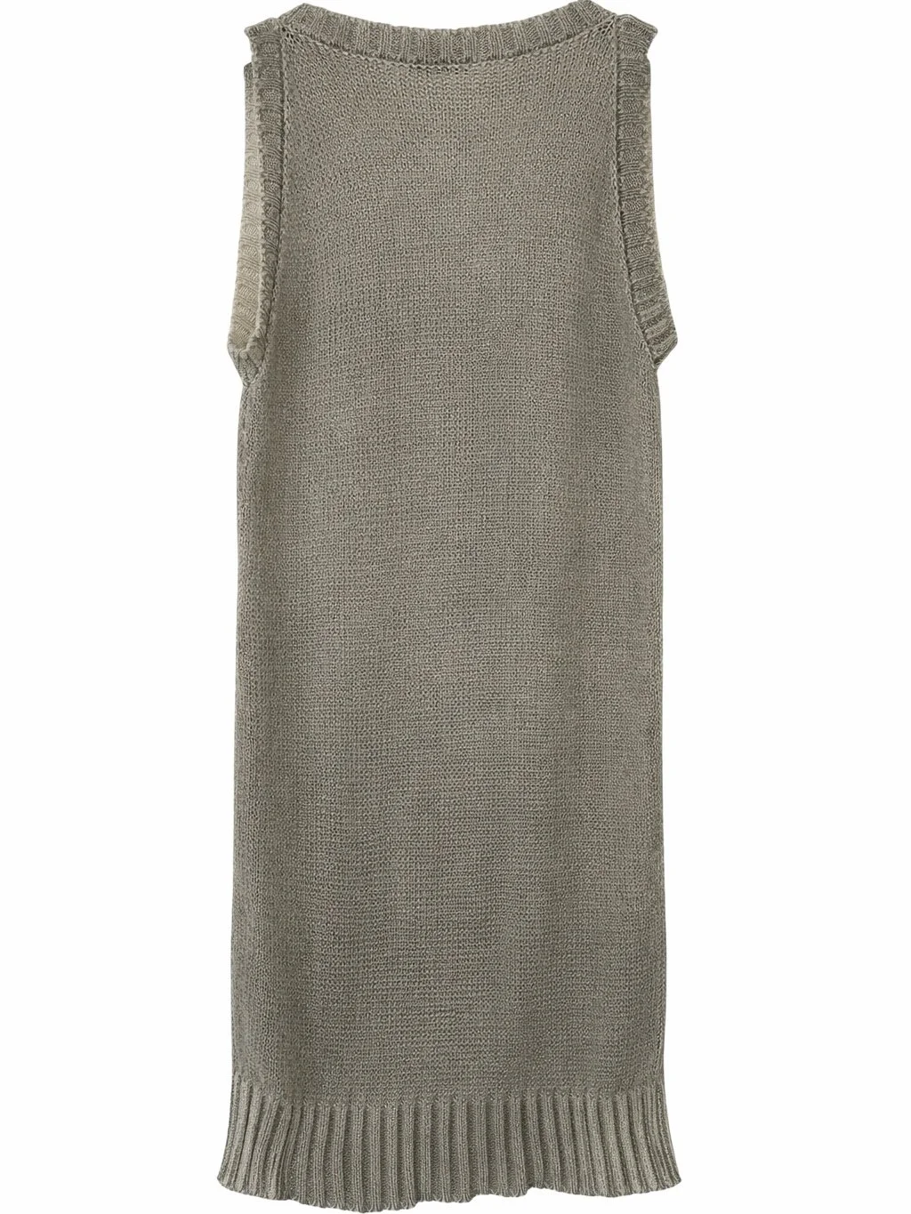 See by Chloé long sleeveless knit vest back view in beige with subtle silver metallic finish women’s luxury designer layering piece