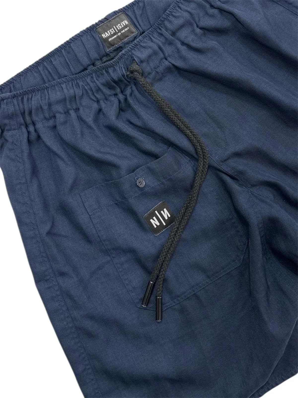 Nafsi organic cotton harem shorts detail