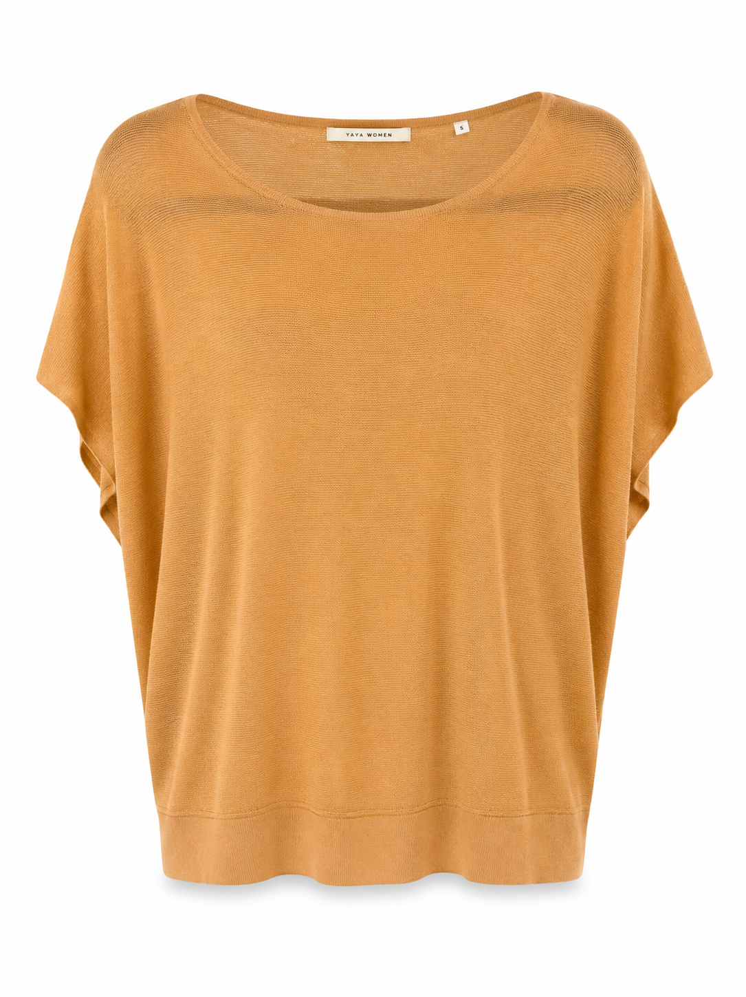 YAYA Women orange lyocell silk knit top front view