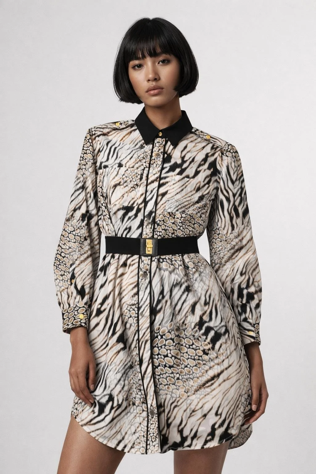 Marciano by Guess Animal Print Shirt Dress with Belt – Pre-Owned Luxury