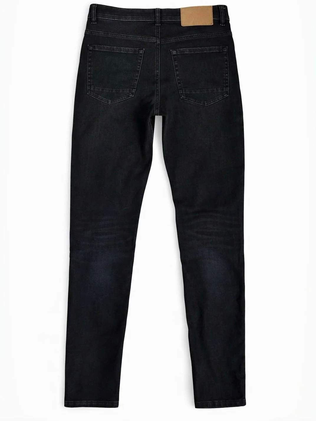 Back view of BOSS dark blue men’s slim fit jeans with clean pocket design and premium denim finish