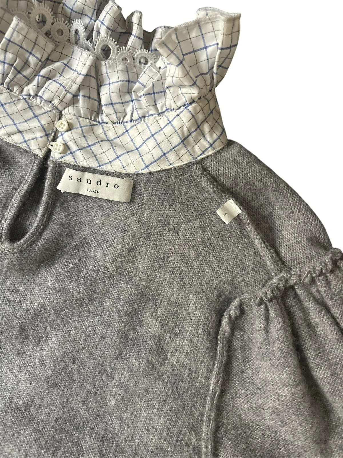 Sandro Paris label on grey wool sweater