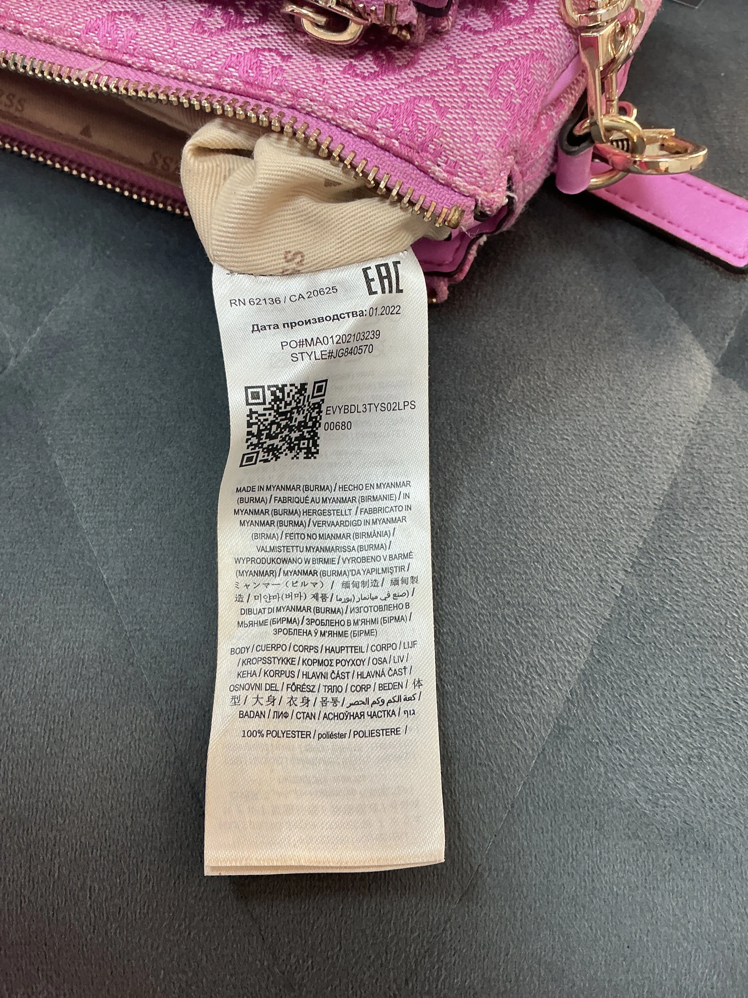 GUESS pink monogram handbag with detachable strap