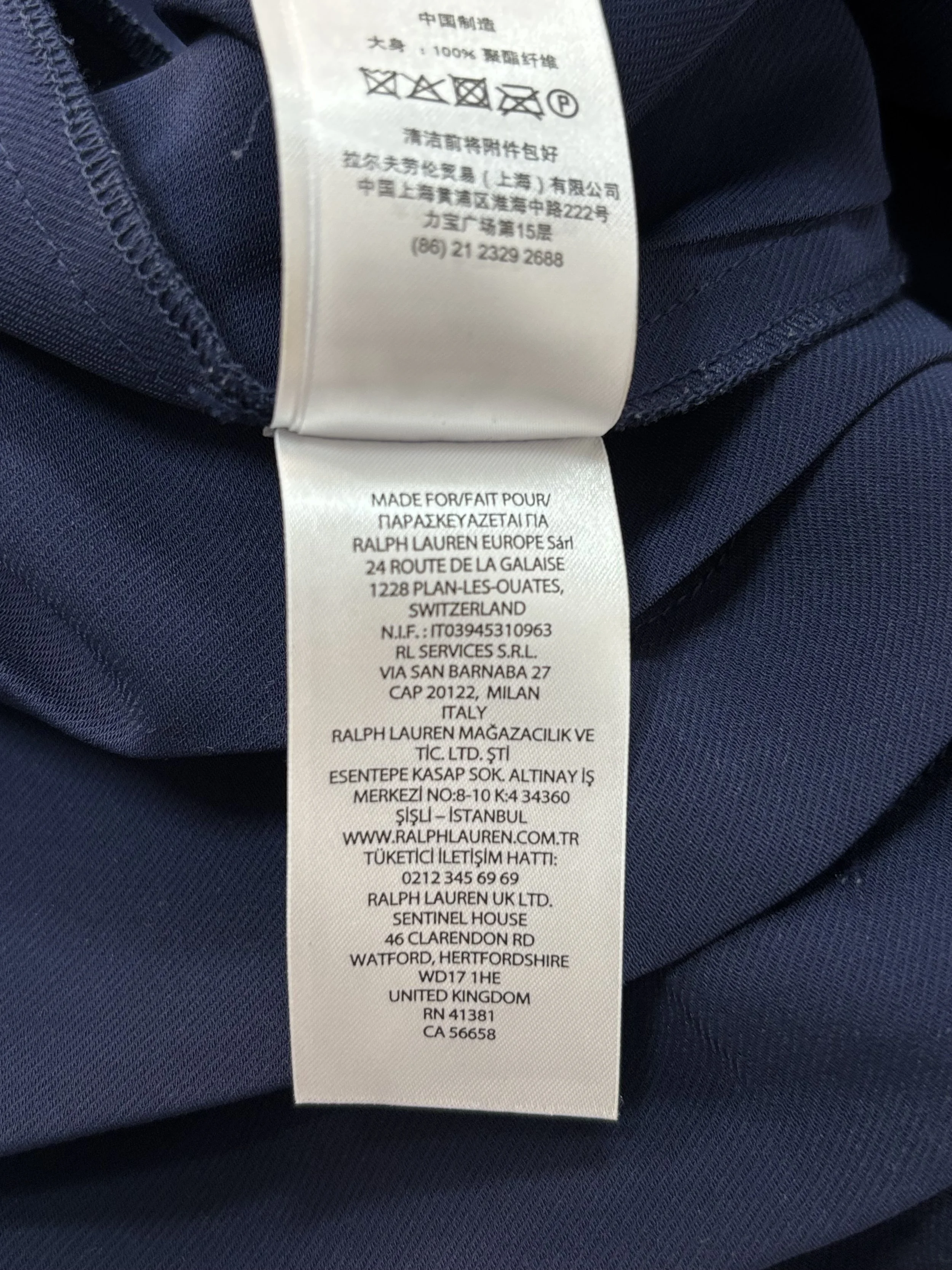Lauren Ralph Lauren navy skirt original care and authenticity label