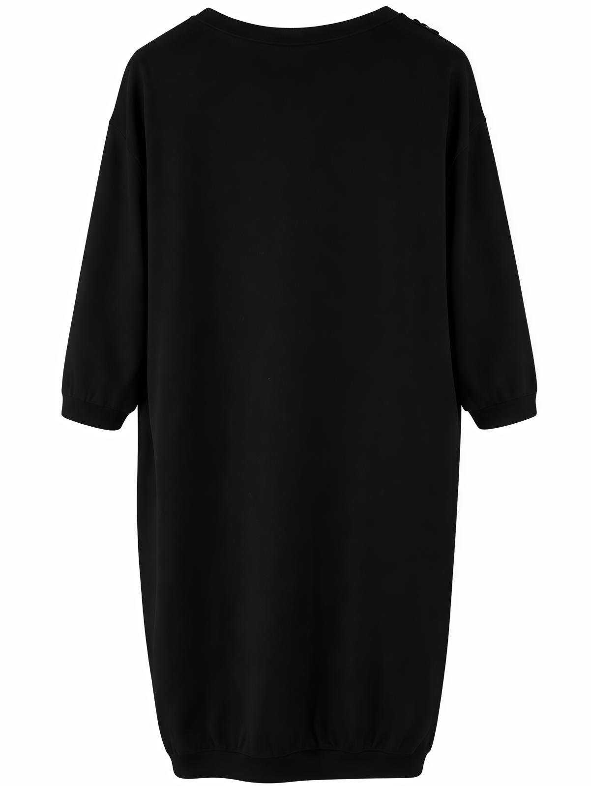 NóLó black oversized dress back view, loose fit silhouette with minimalist contemporary style