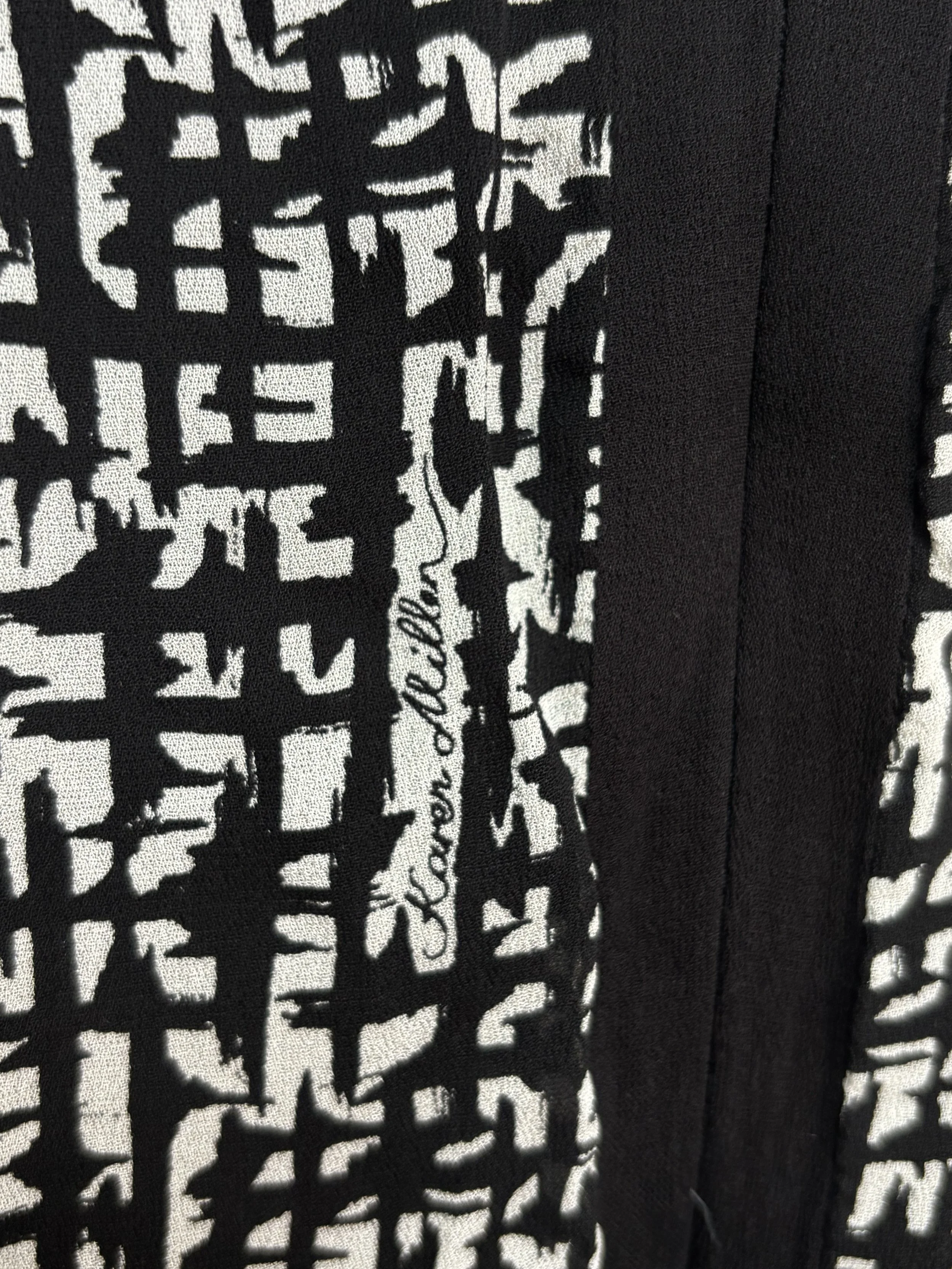 Karen Millen black and white abstract print dress detail