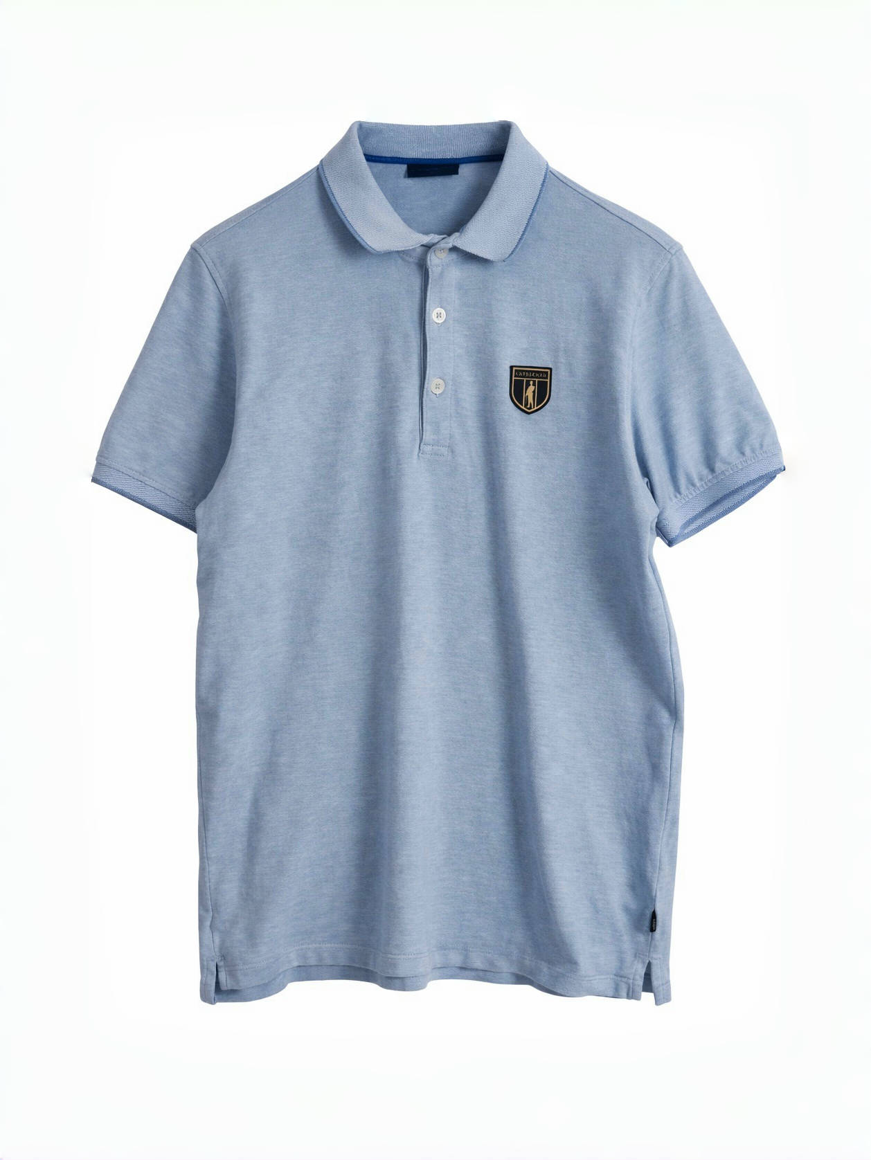 Cavallaro Napoli light blue polo shirt men short sleeve classic fit front view minimal design