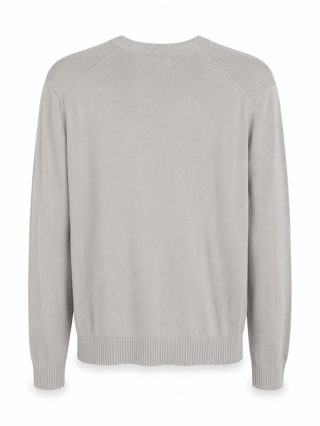 Massimo Dutti men’s ice green fine knit sweater back view, lightweight smart casual knitwear.