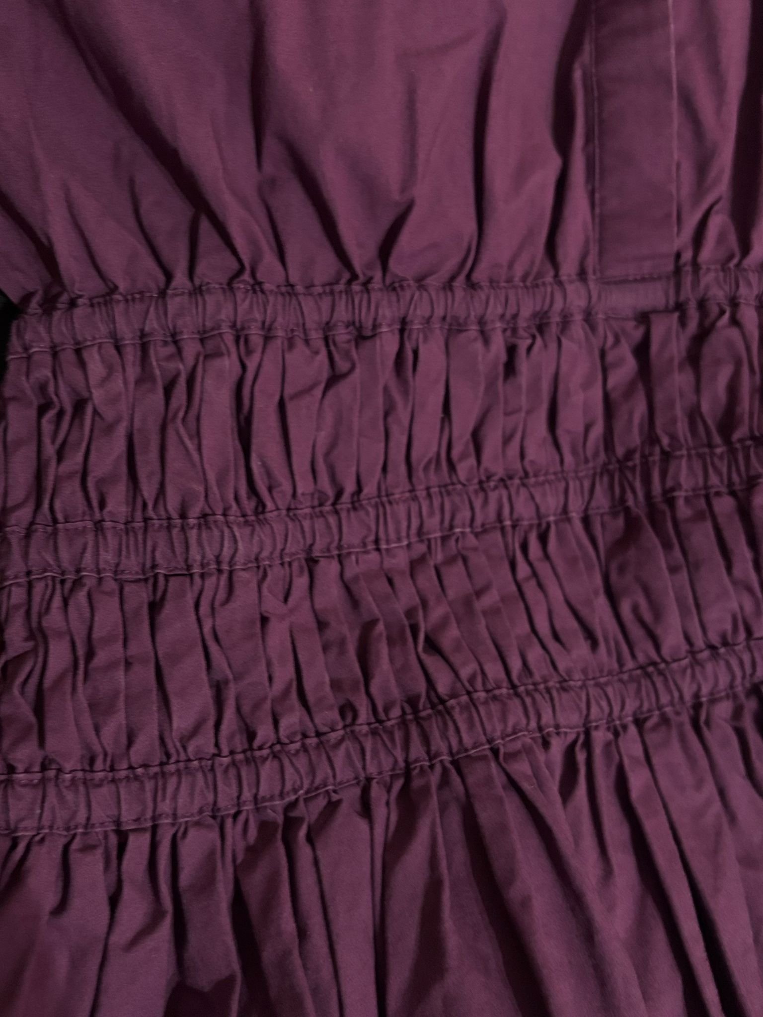 Maje dress gathered waist detail in deep plum fabric