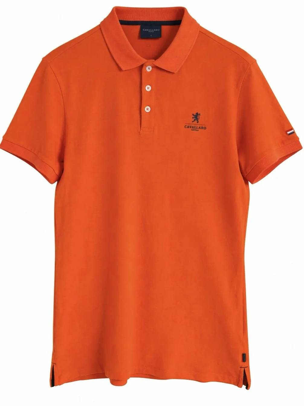 Cavallaro Napoli orange polo shirt men’s cotton short sleeve designer polo front view