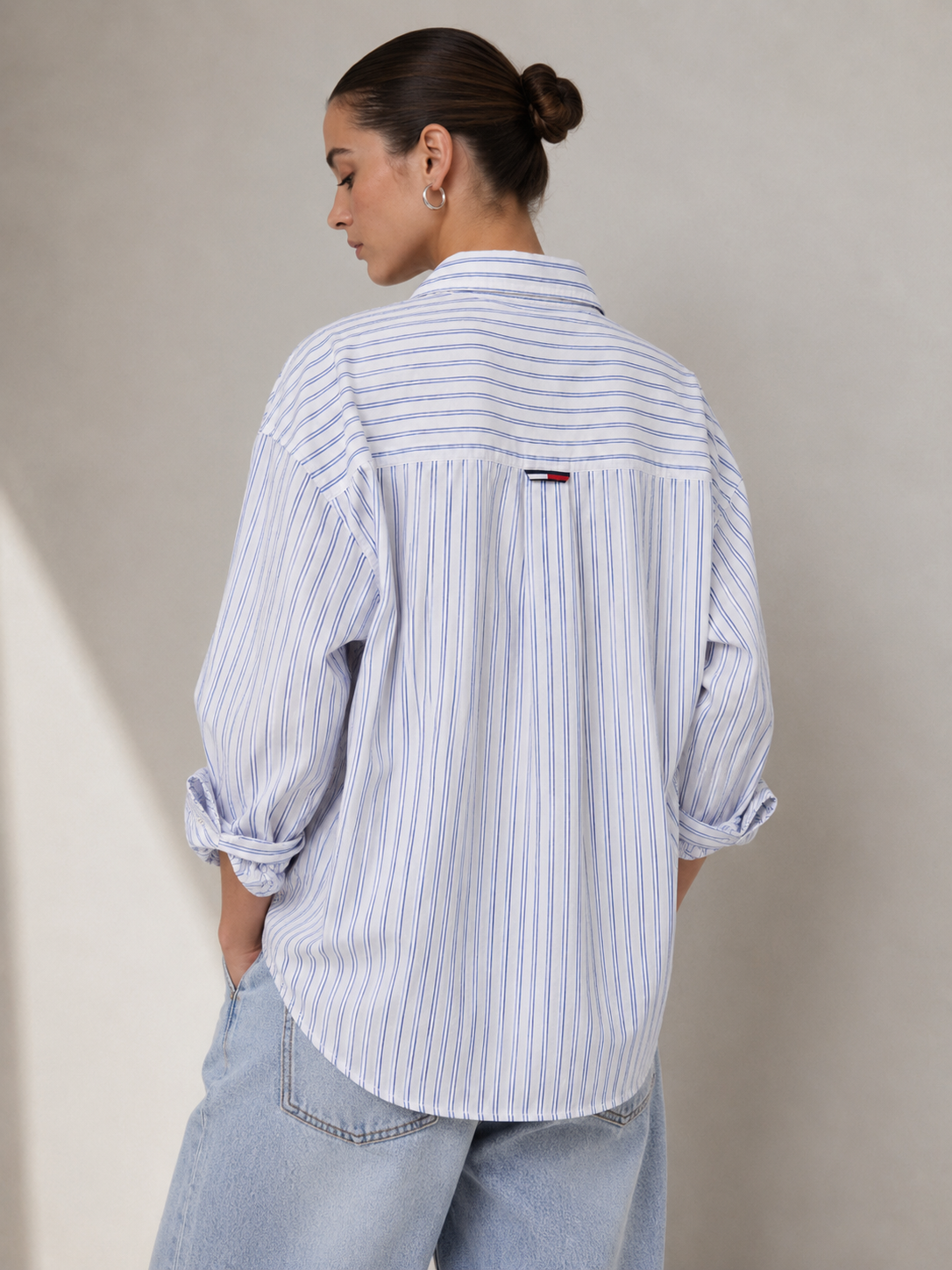 Tommy Hilfiger oversized striped shirt back view