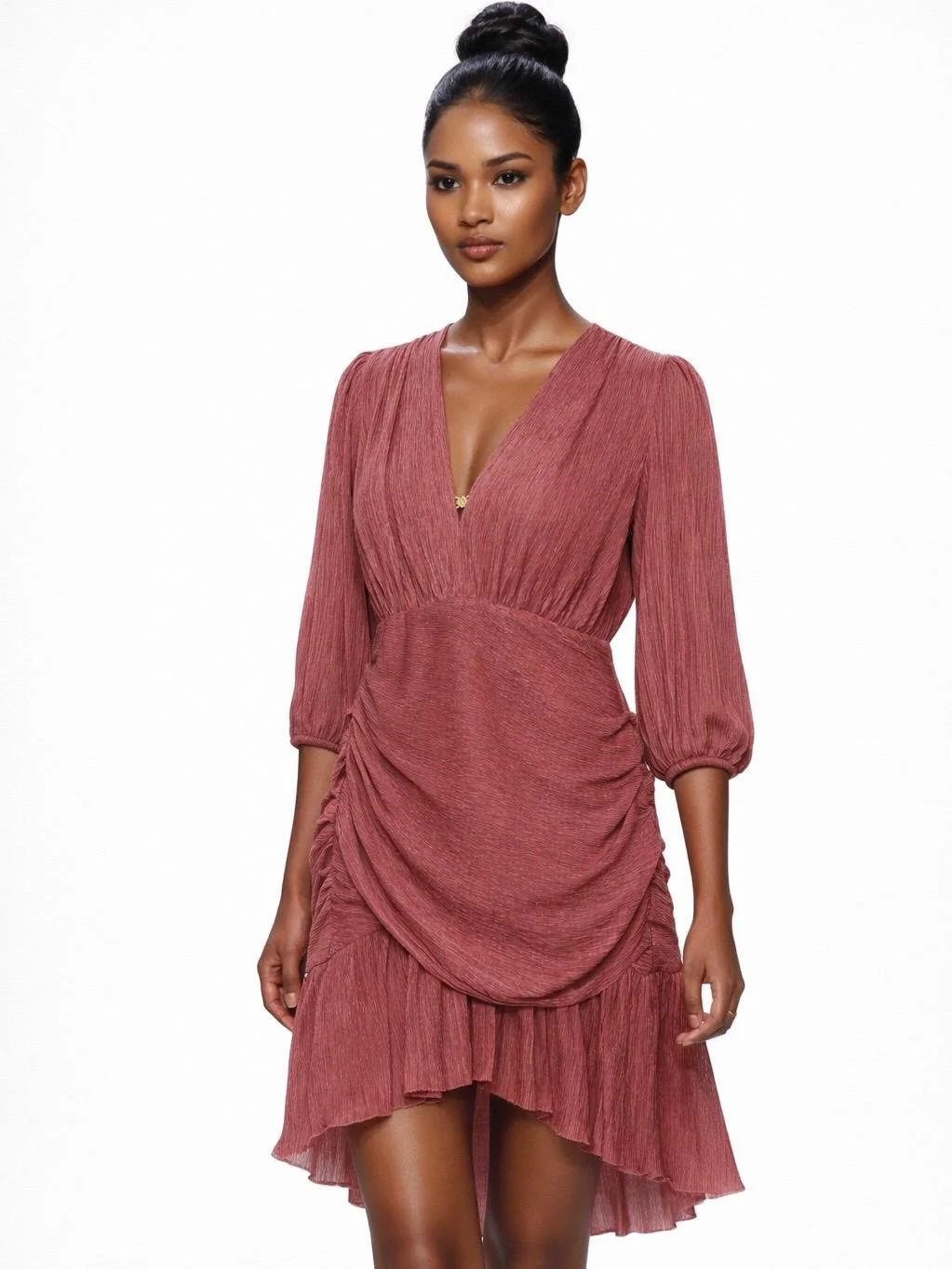 Maje Pink Ruched Mini Dress – Women’s Designer