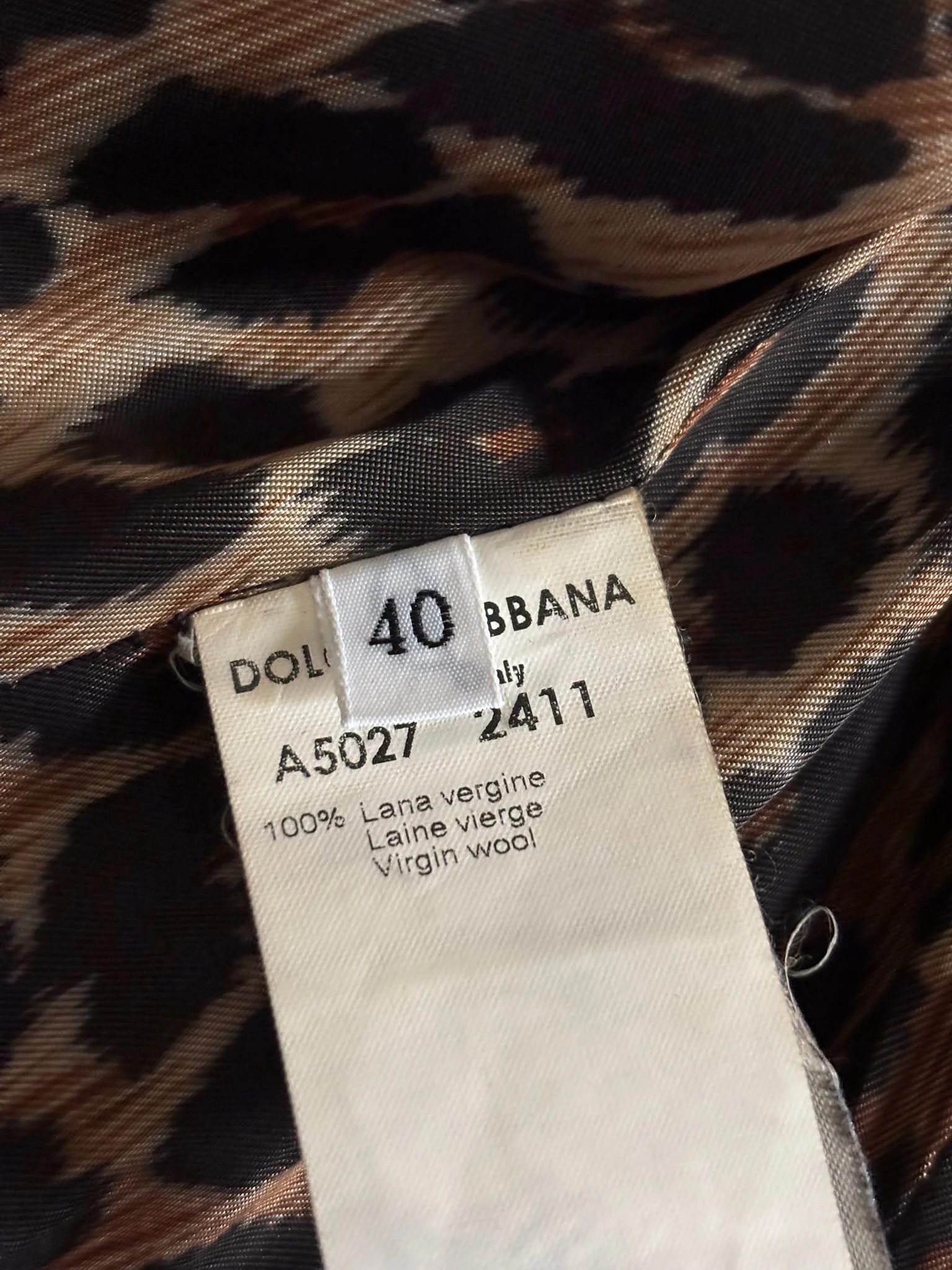 Dolce & Gabbana Made in Italy coat size label
