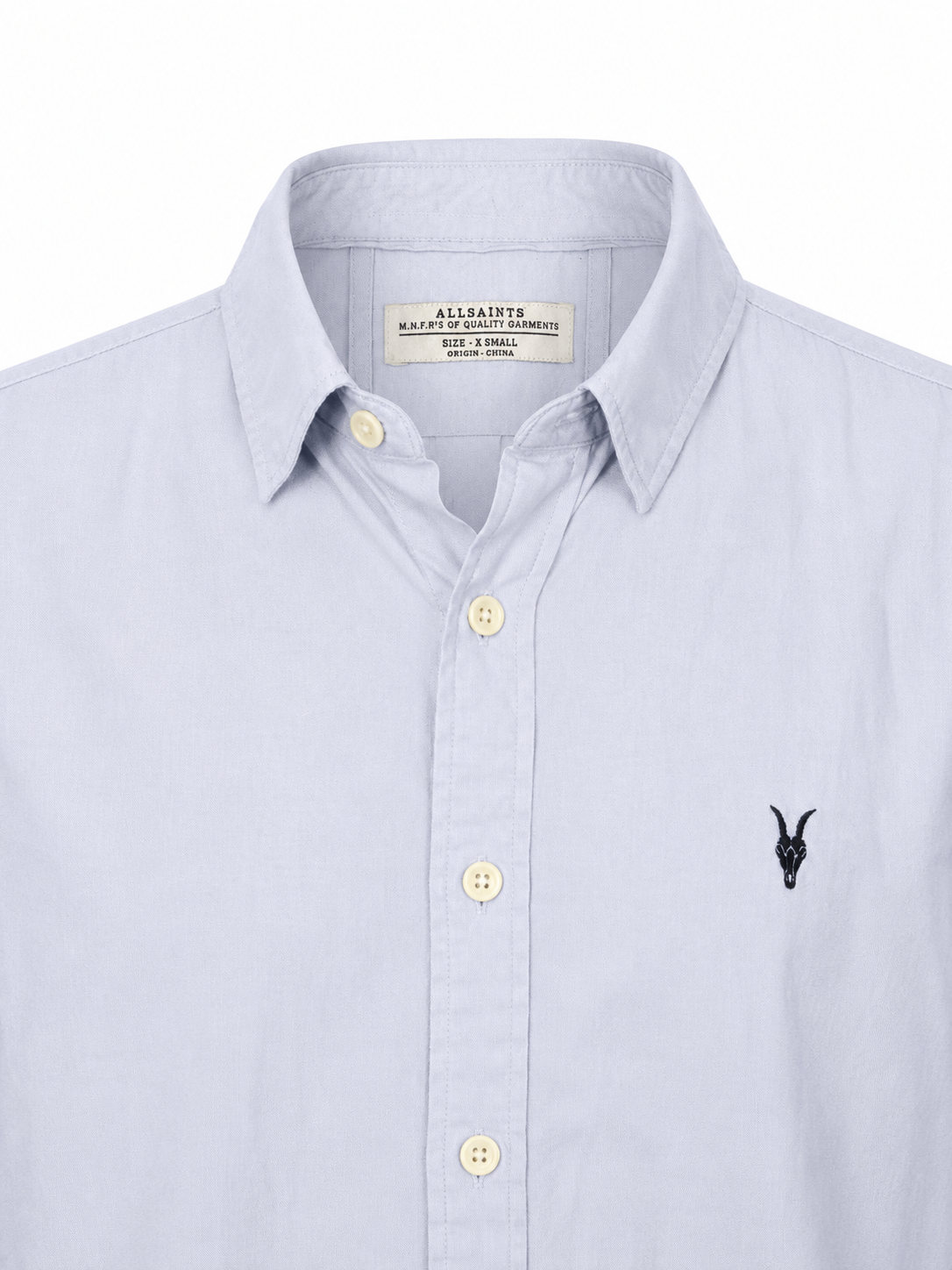 AllSaints shirt collar and logo detail