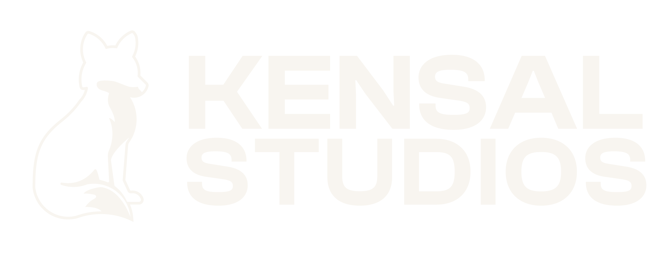 Logo for Kensal Studios featuring a stylized black and white illustration of a sitting fox next to the text 'Kensal Studios' in bold, uppercase letters.