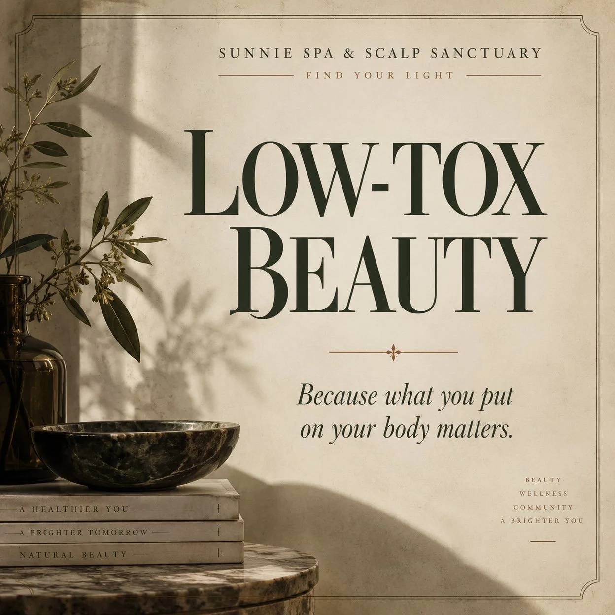 LOW-TOX BEAUTY, INTENTIONALLY.

At Sunnie, our philosophy isn&rsquo;t about perfection. It&rsquo;s about being thoughtful.

We believe a salon and spa should be a place where beauty and wellness coexist. That means taking a closer look at what we&rsq
