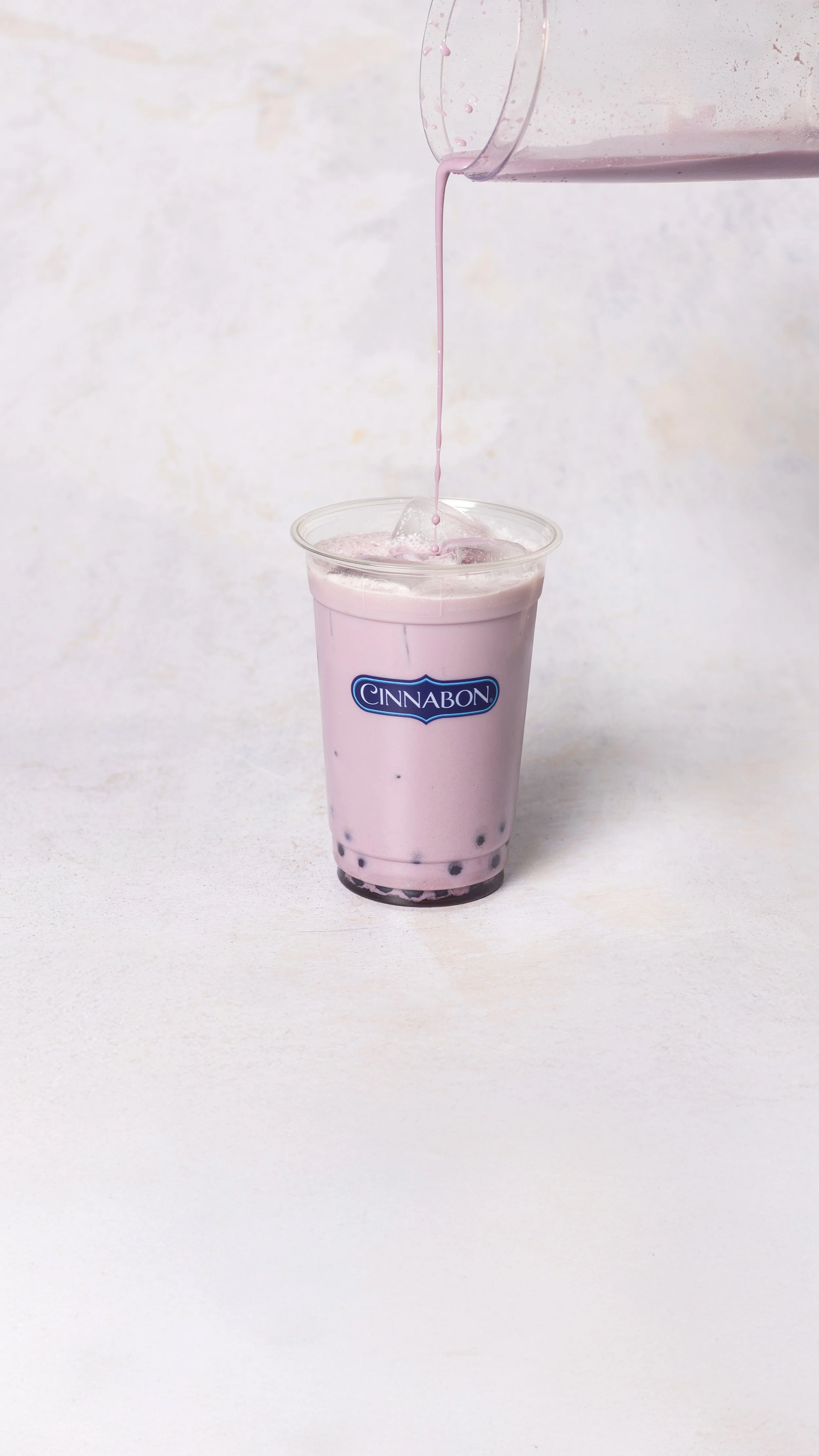 Creamy taro latte with a smooth texture and lightly nutty taste