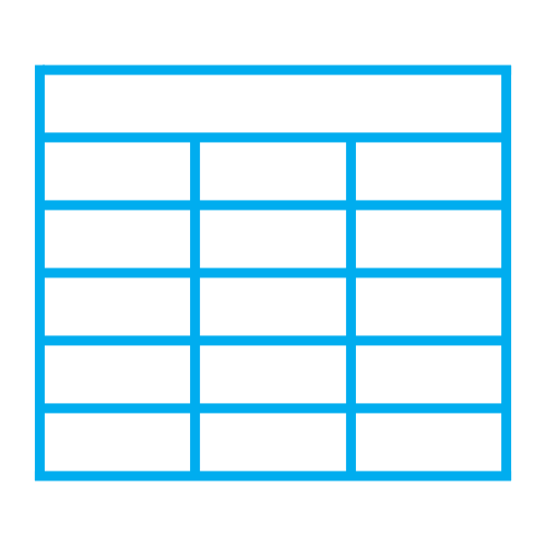 A computer screen displaying a blank financial spreadsheet with multiple rows and columns outlined in blue, on a black background.
