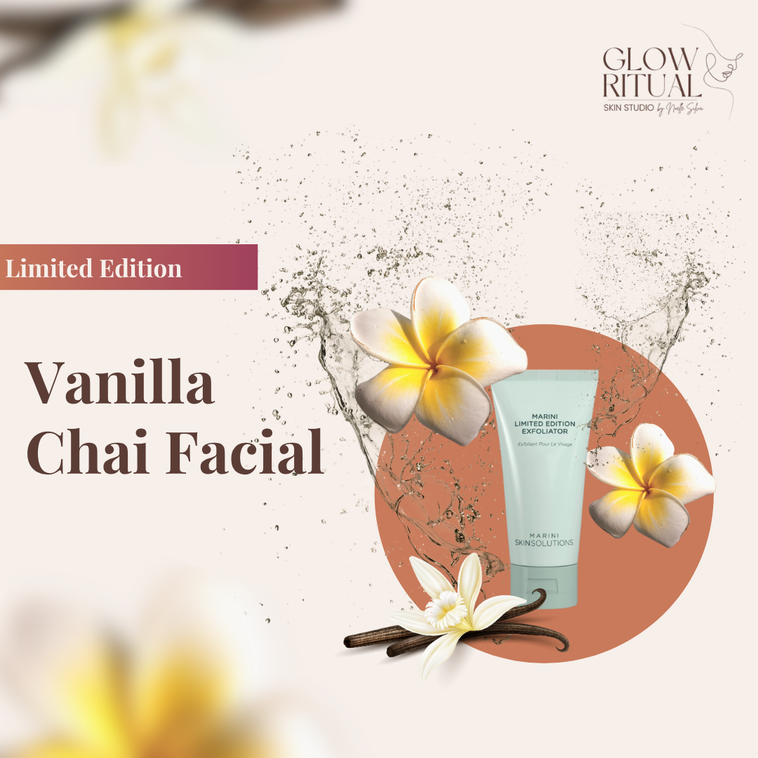 Vanilla chai facial ad for glow ritual skin studio