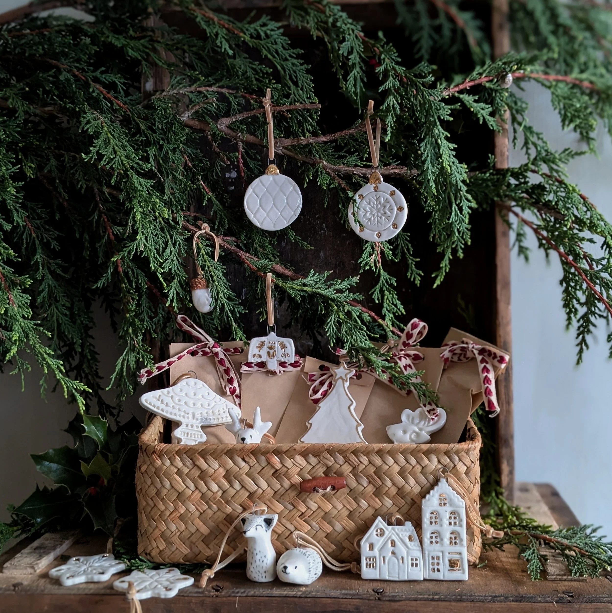 Minimalist Woodland Animal Porcelain Ornaments l Christmas 2025