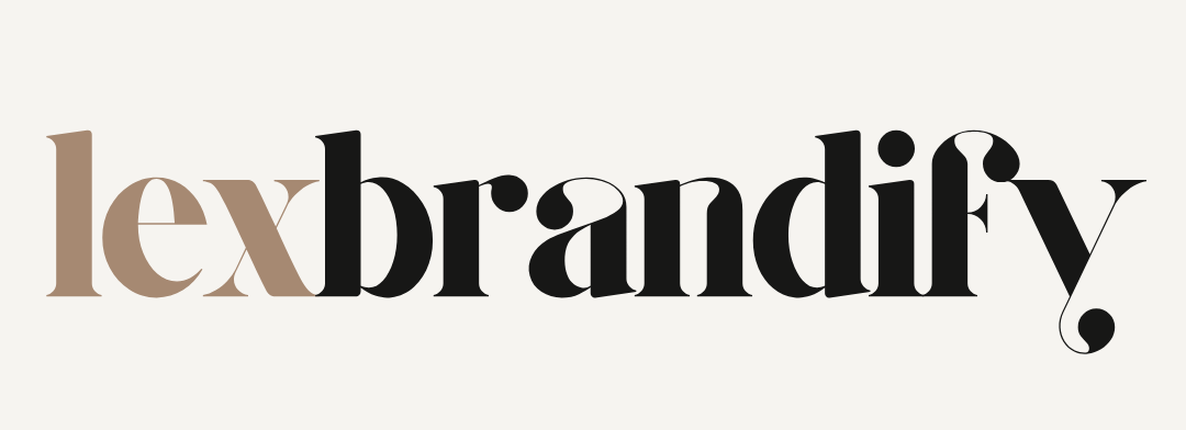 Text saying 'lex brandify' in large, stylized font on a white background.