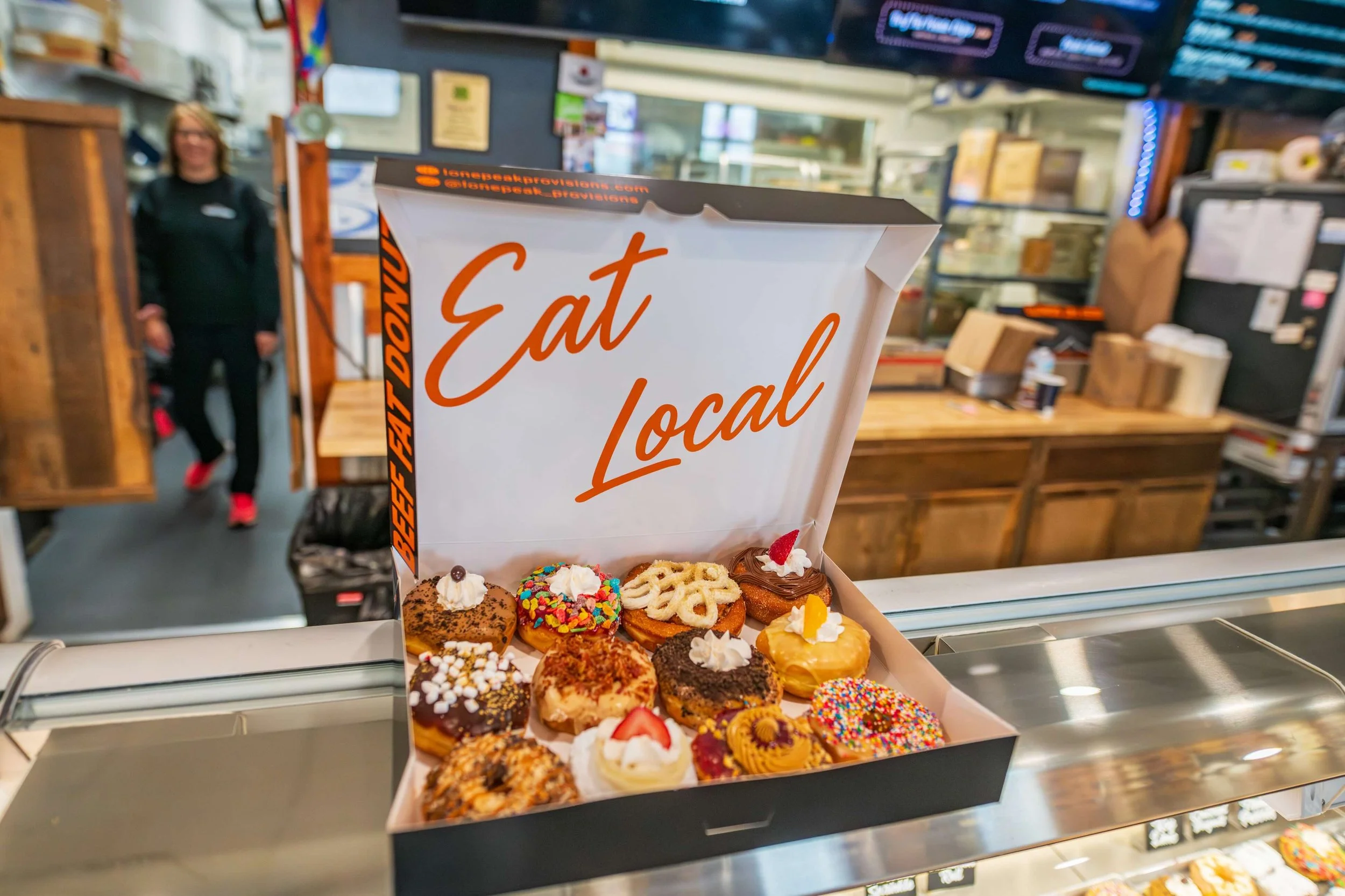 Local Beef Fat donuts from Lone Peak Provisions, walking distance from The Farmhosue in Four Corners and Bozeman Montana.