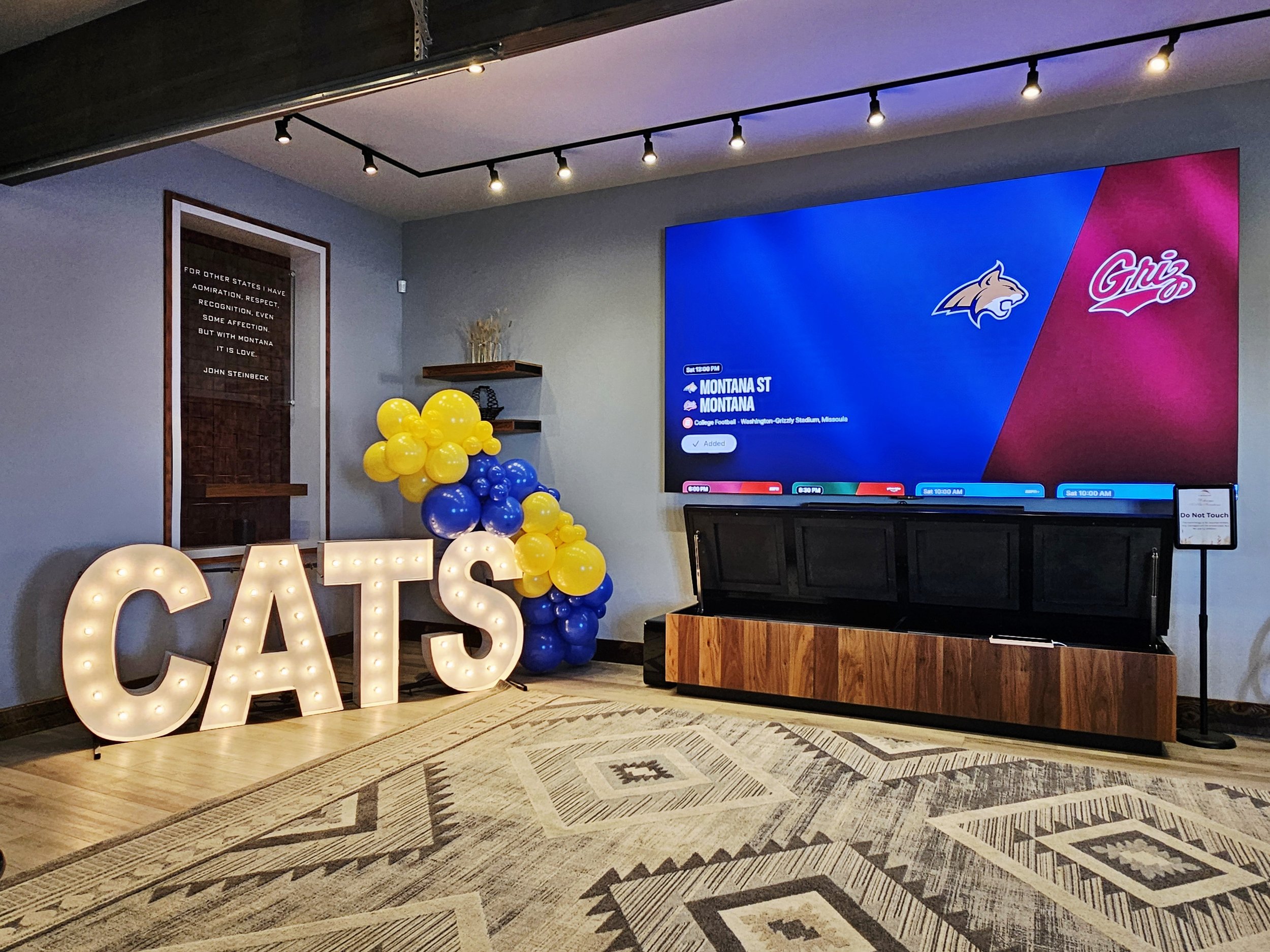 Host your next sporting event watch party at the farmhouse on the big screen at the event venue.