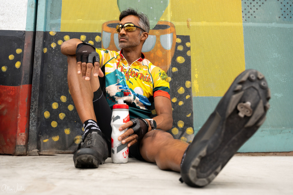 Dylan Jawahir Model Actor Resting After a Tough Gravel Bike Ride