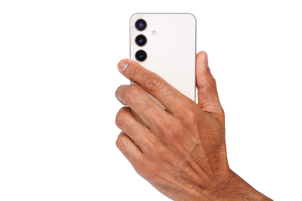 Hand Model Male - Dylan Jawahir Holding Cell Phone Left Hand Displaying Back of Phone