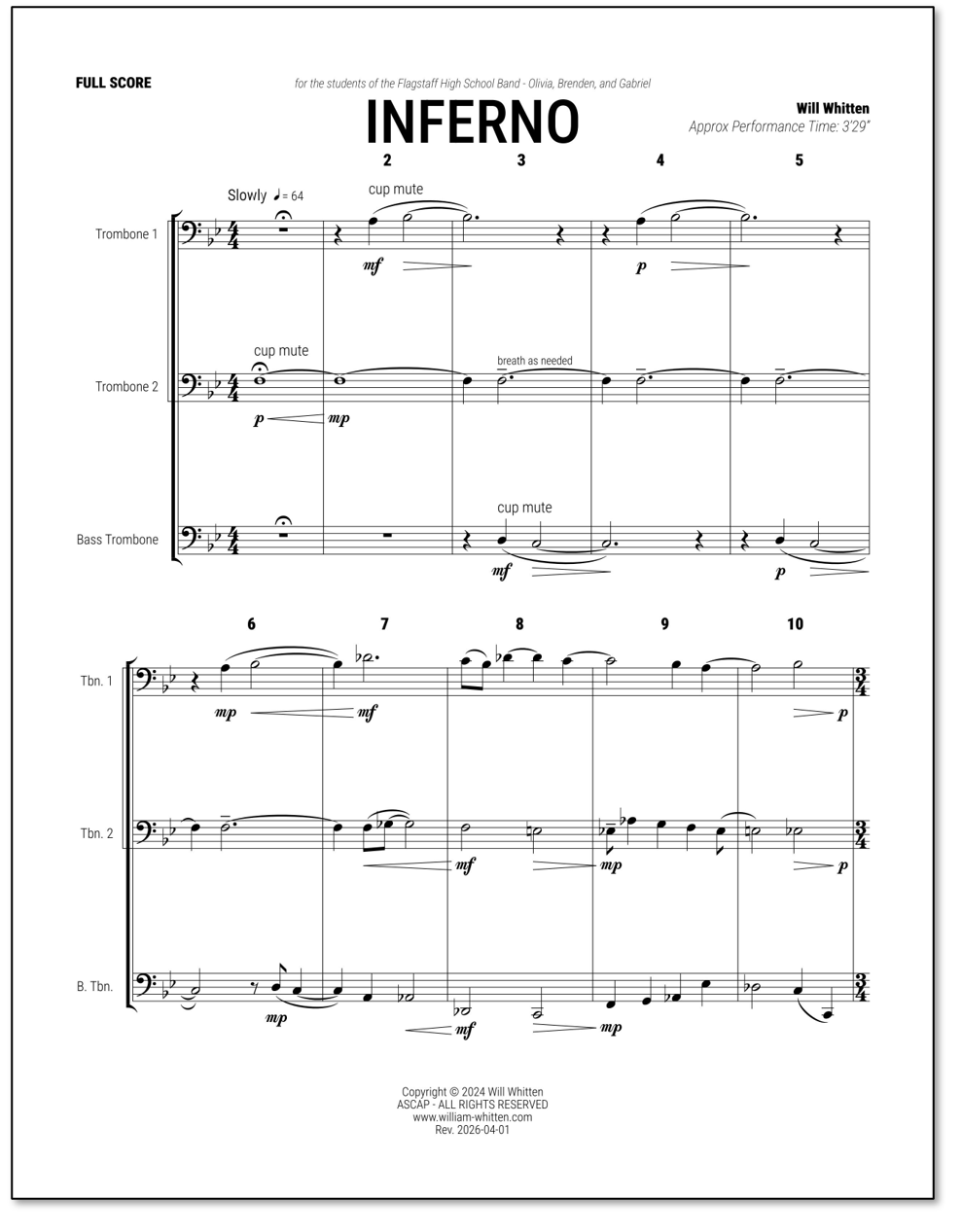 INFERNO for trombone trio