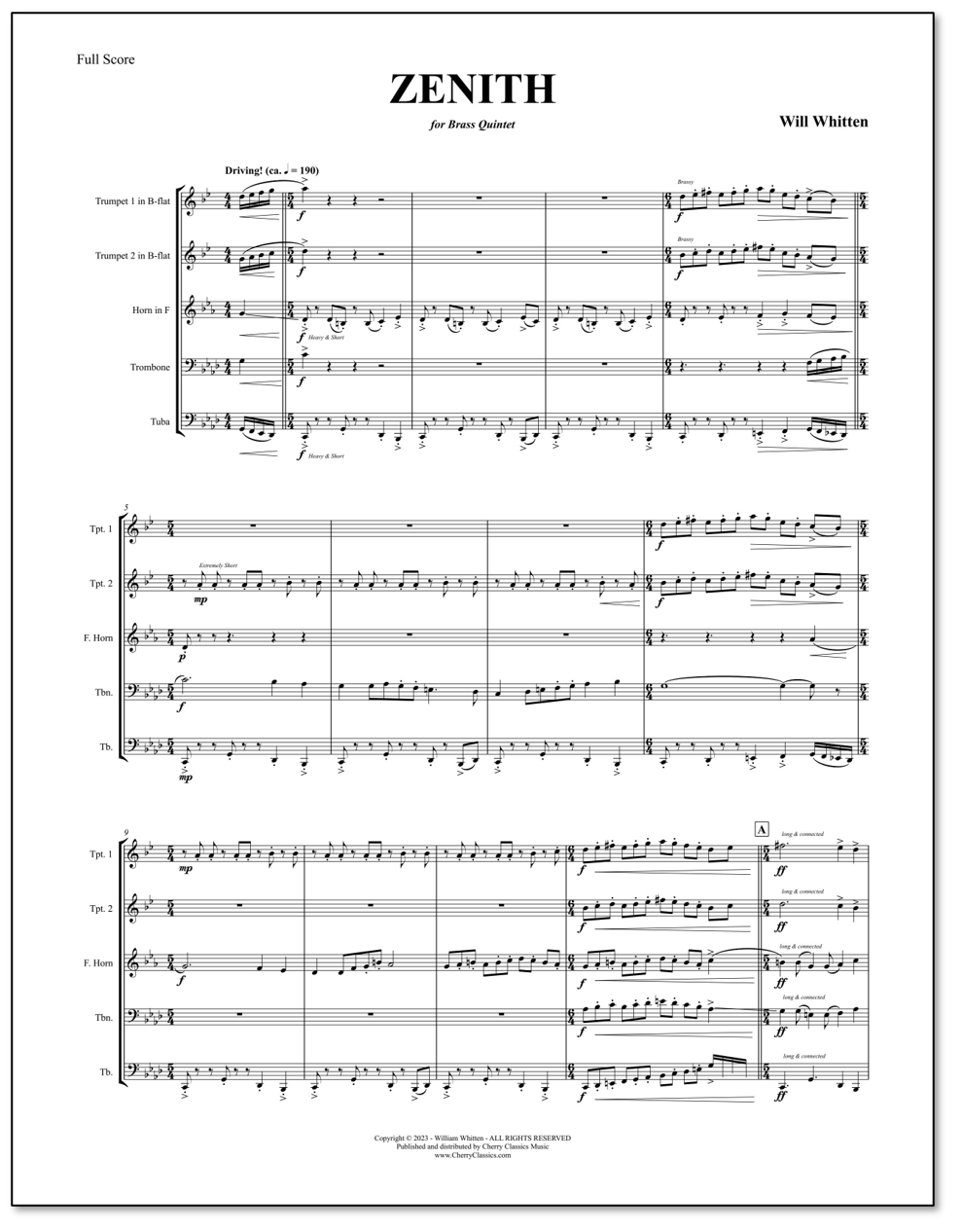 ZENITH for brass quintet