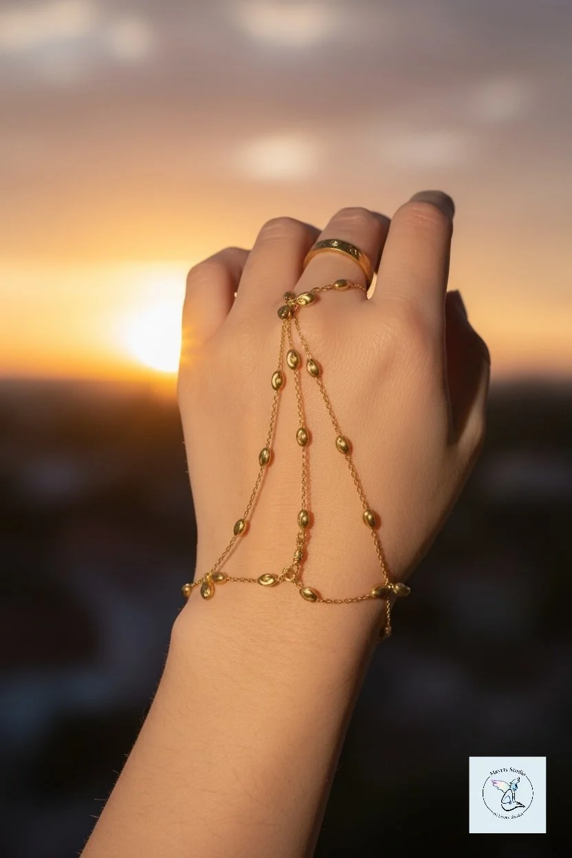 ✨ Golden in Motion

Designed as an extension of the hand —
fluid, intentional, and quietly striking.

Golden in Motion was created to move with you,
to catch light through gesture,
and to feel as delicate as it looks.

Handcrafted by Mayrts Studio.

