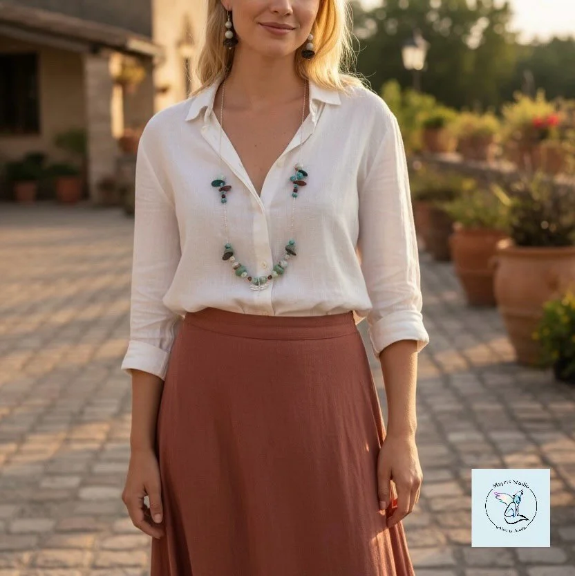 Metamorphosis

Each stone was chosen for balance &mdash;
earth, water, warmth, and movement.

Greens for growth.
Turquoise for calm and clarity.
Warm tones to ground the light.

Like fireflies at dusk,
the colors don&rsquo;t compete &mdash;
they glow