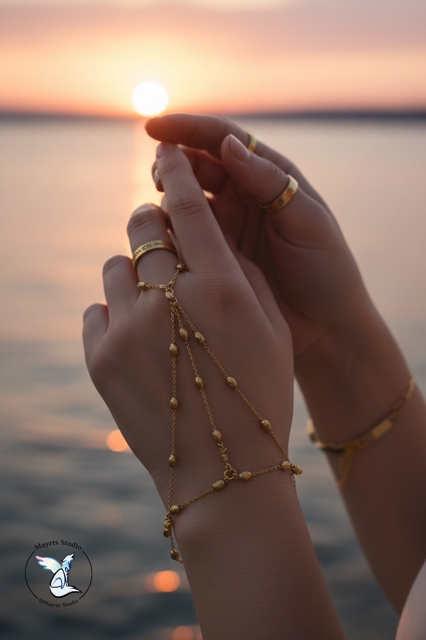 ✨ Golden in Motion

Designed as an extension of the hand —
fluid, intentional, and quietly striking.

Golden in Motion was created to move with you,
to catch light through gesture,
and to feel as delicate as it looks.

Handcrafted by Mayrts Studio.

