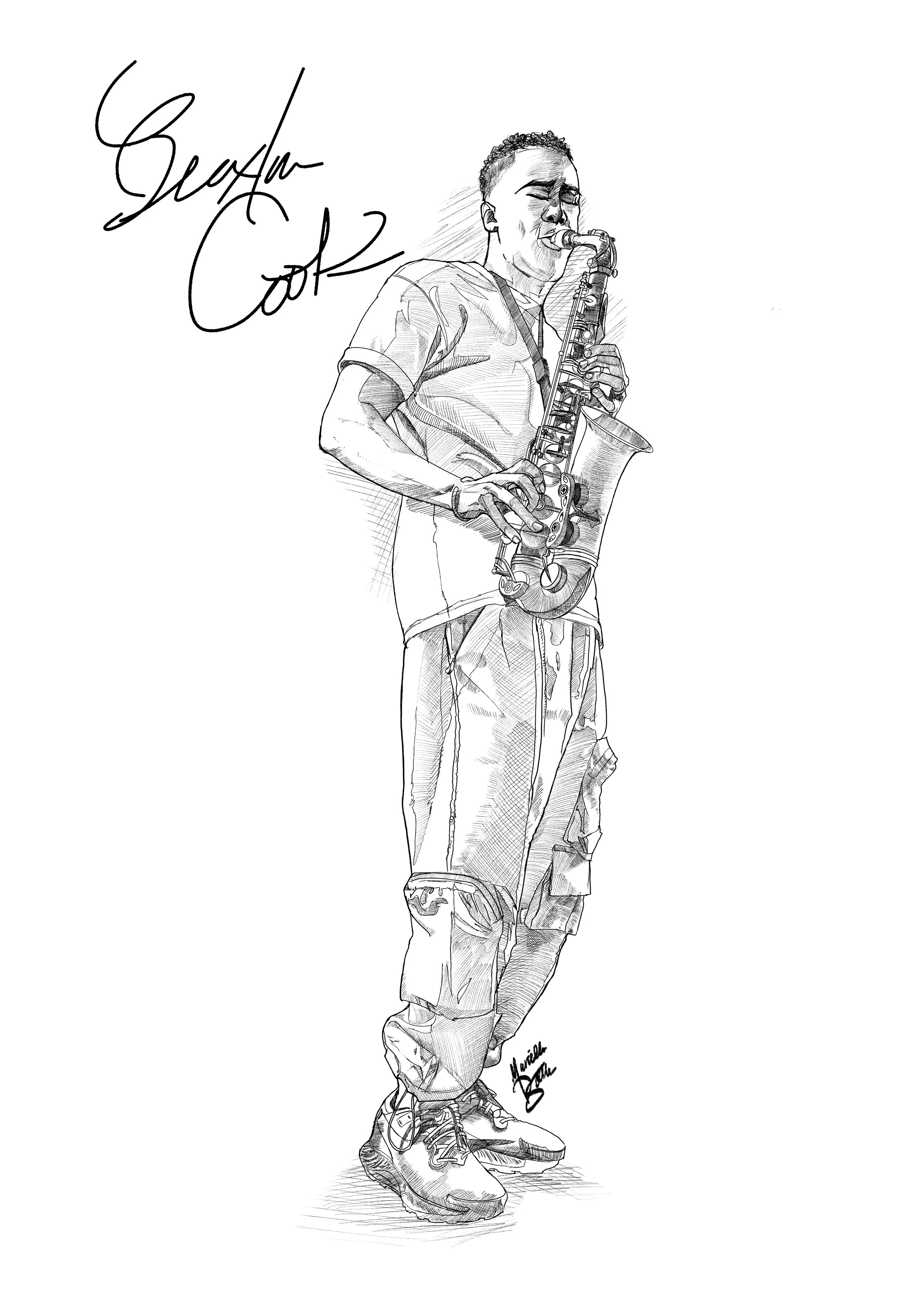 Braxton Cook – Commissioned Artwork
I had the privilege of meeting Braxton Cook, the acclaimed American singer, saxophonist, and songwriter, while working at the Marriott. During our conversation, he discovered I was an artist and asked to see my por