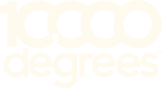 Logo with the words '100 degrees' in bold, black and white text.