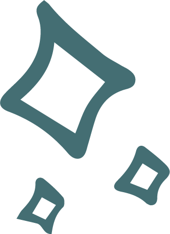 Stylized drawing of three diamonds, one large and two smaller, scattered across a white background.