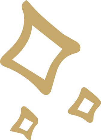 Stylized gold geometric shapes resembling diamonds or squares on a black background.