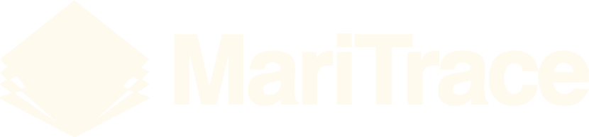 MariTrace logo in black and white with a geometric diamond shape and the company name in bold letters.