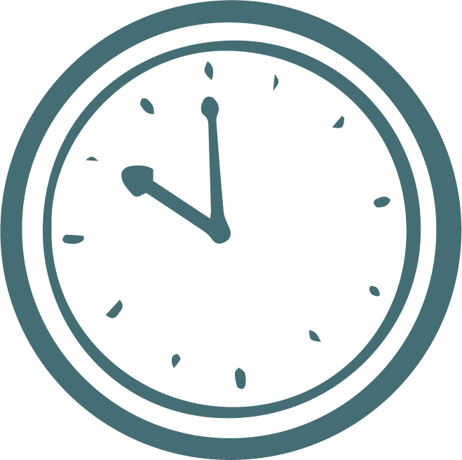 An analog clock showing the time as 11:55.