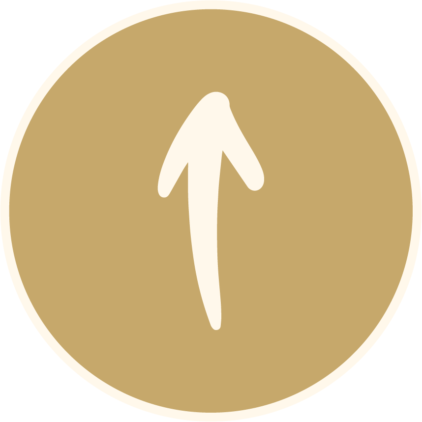 A beige circular button with a white upward-pointing arrow in the center.