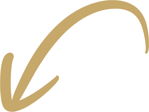 A gold-colored arrow pointing downward with a curved tail.