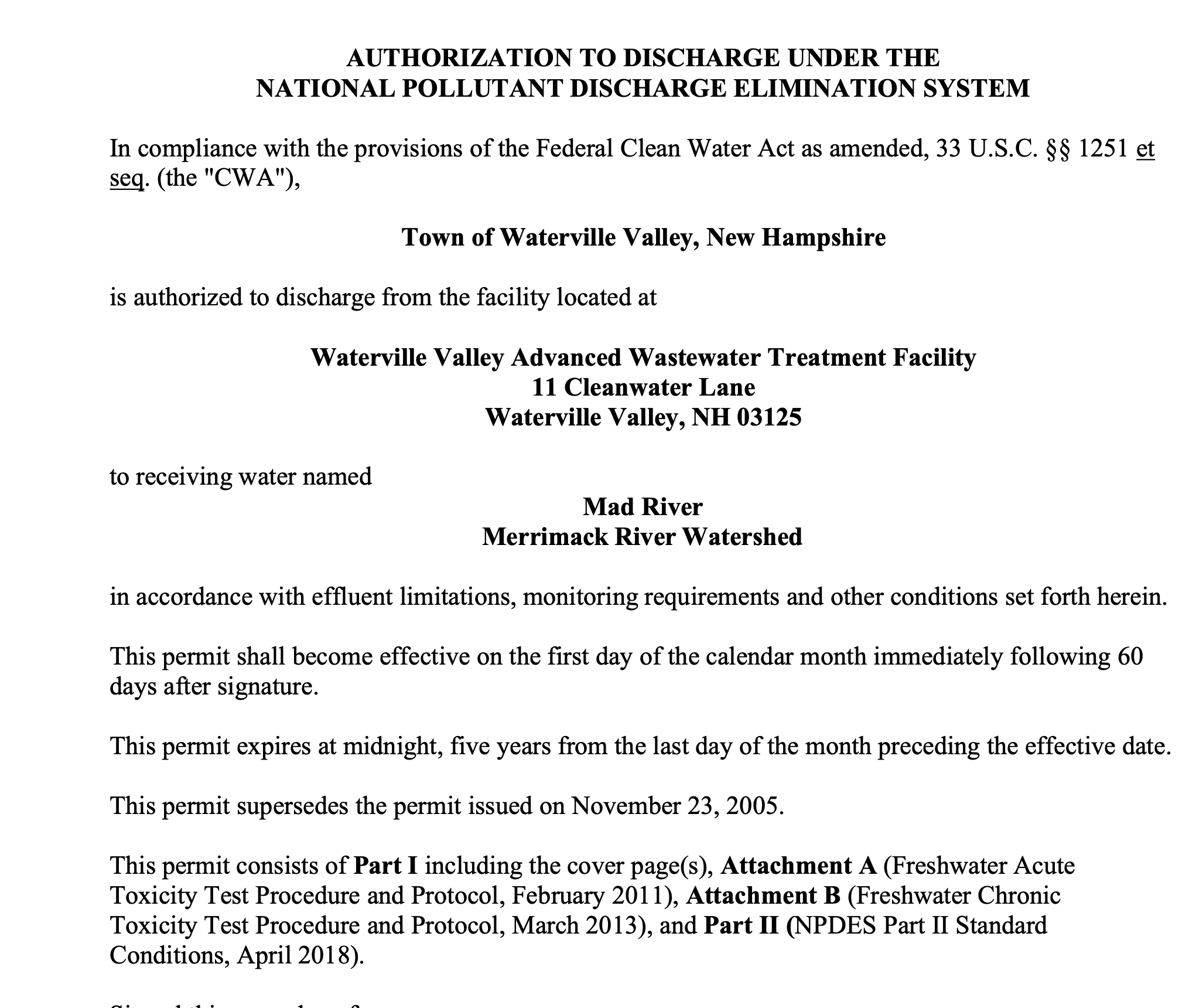 National Pollutant Discharge Elimination System (NPDES) Final Permit – 2022