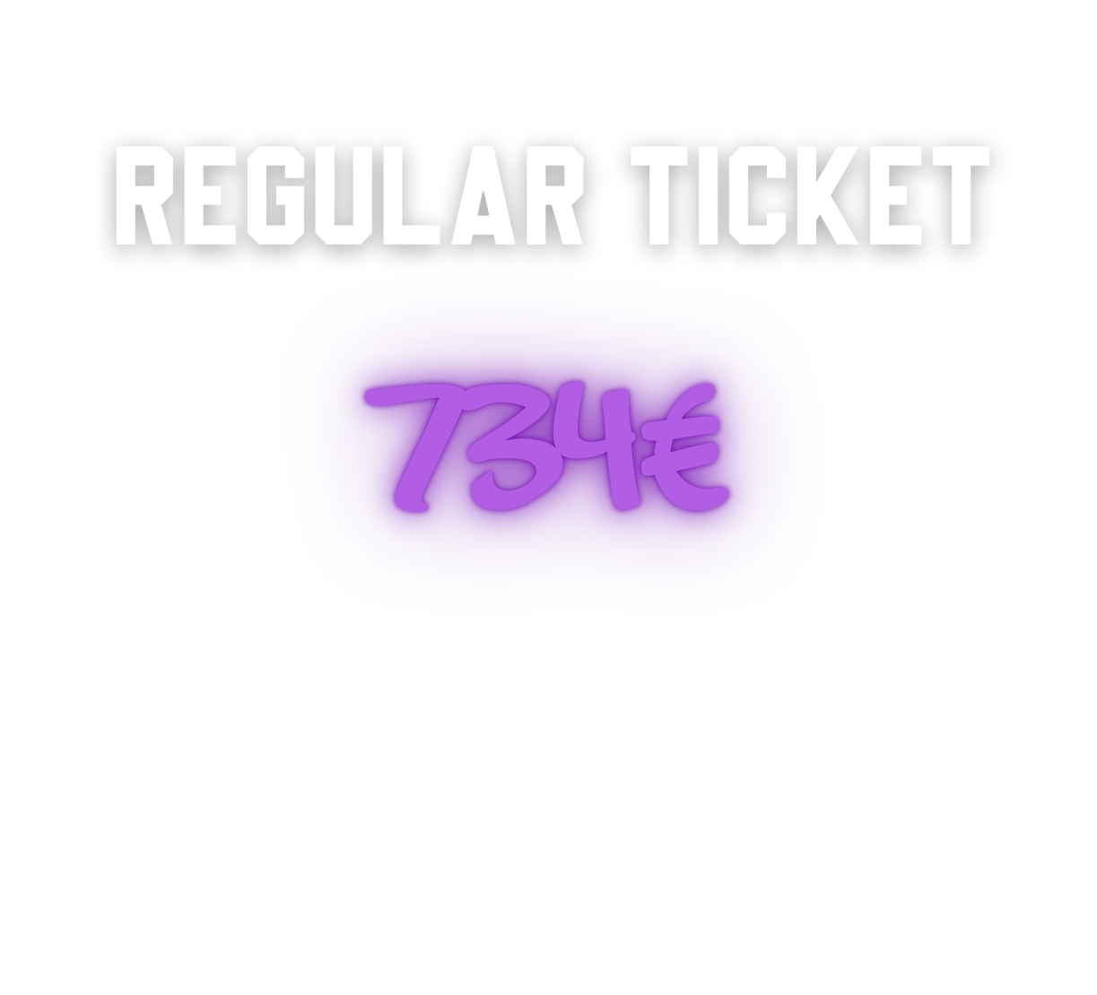 Billet de transport pour un ticket régulier de 734 euros, affiché dans un style numérique avec un fond noir et un contour violet et rose