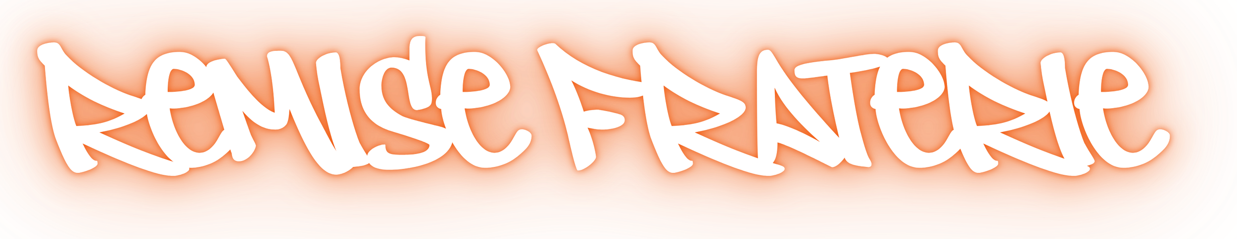 Texte en graffiti blanc sur fond orange avec effets de mouvement