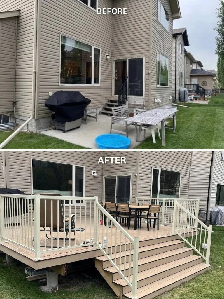 Custom wood and aluminum deck build project available by Great Garden Revival landscaping service