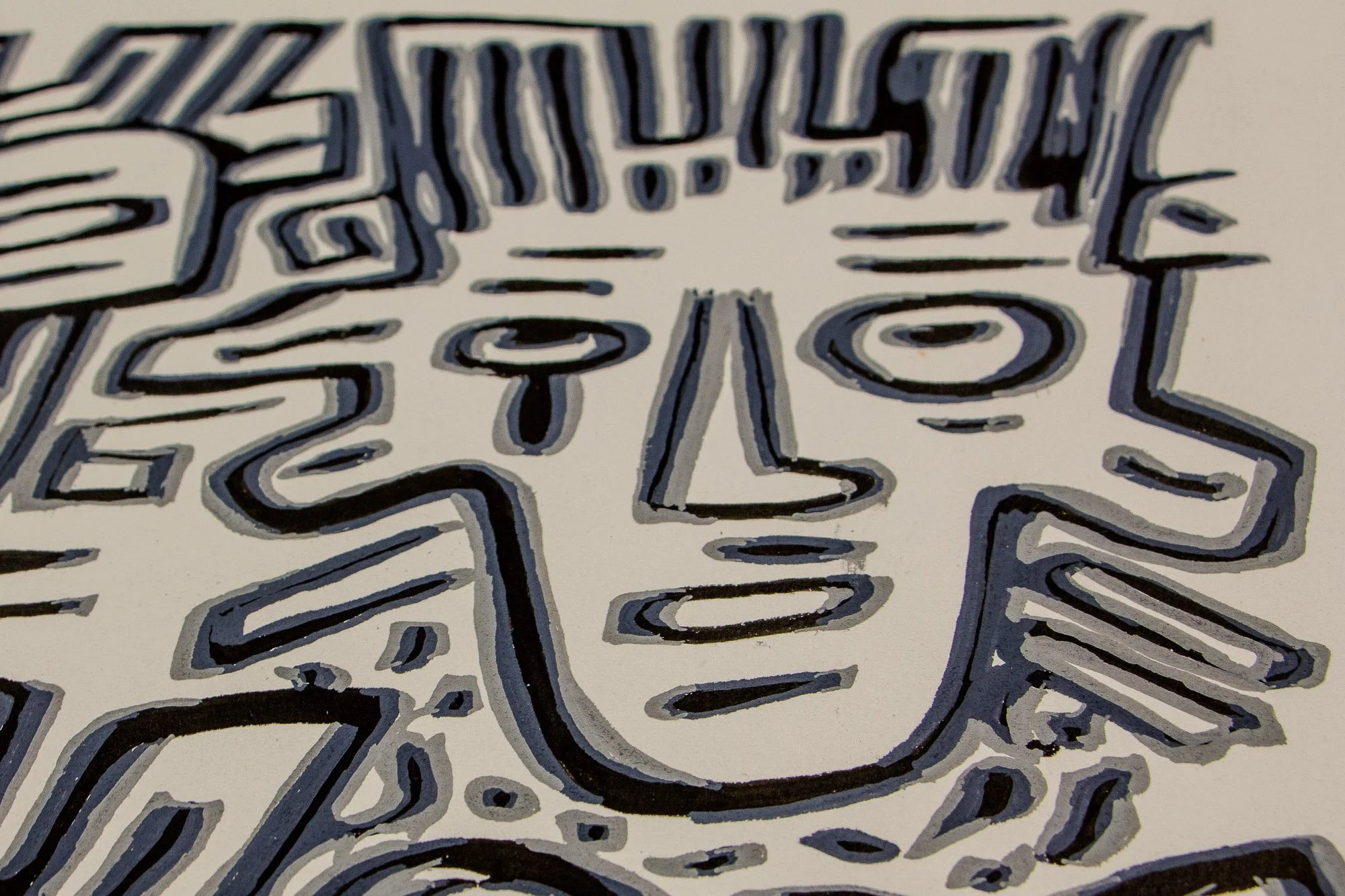 Luminous Parallax 004 detail: close-up of a frontal face with hollowed eyes and a suspended expression, reinforcing the series’ sense of ambiguity, split attention, and altered focus.